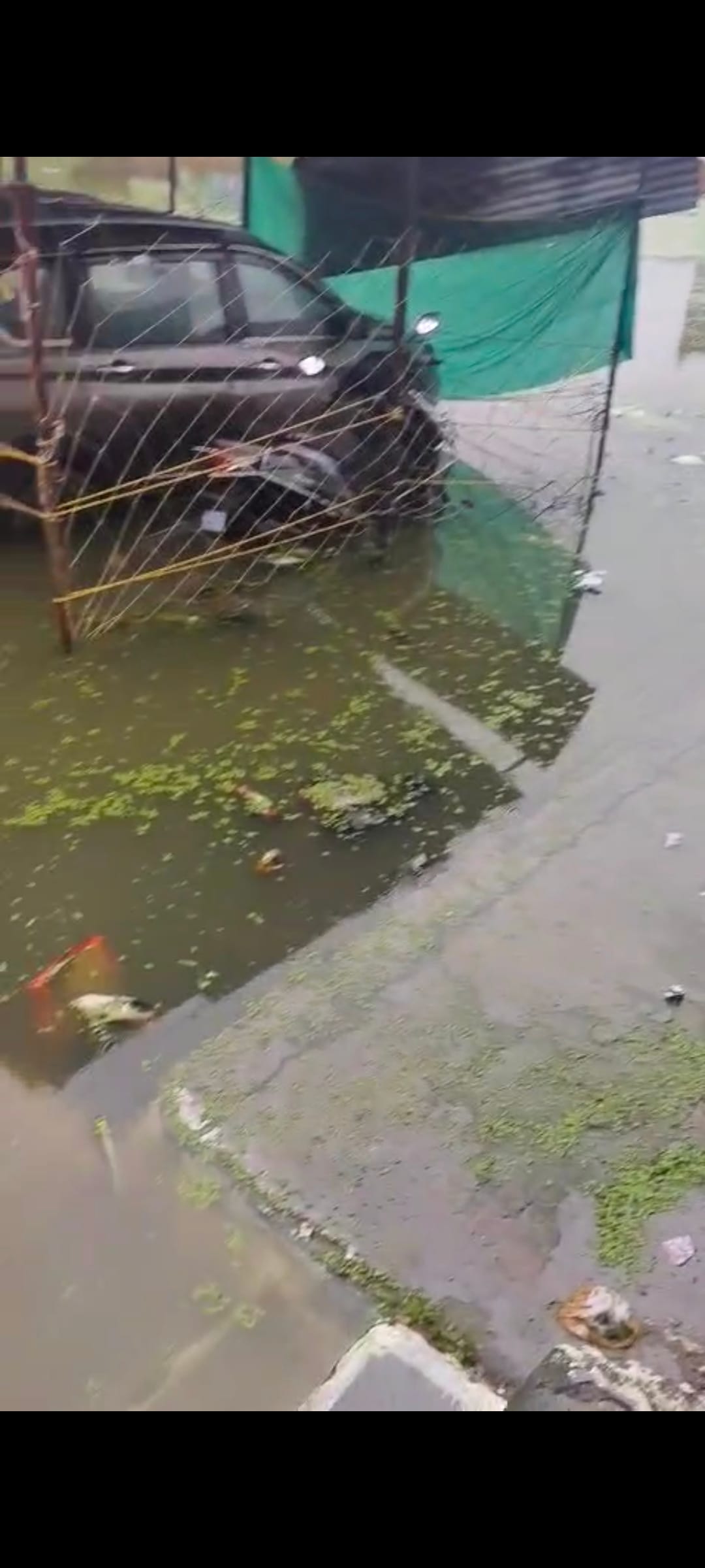 बेबस हुए रक्षक,नजारा है कोतवाली के पीछे पुलिस आवासीय कालोनी का जहां हालात चिंता जनक है लोगो के घरों में पानी घुस रहा